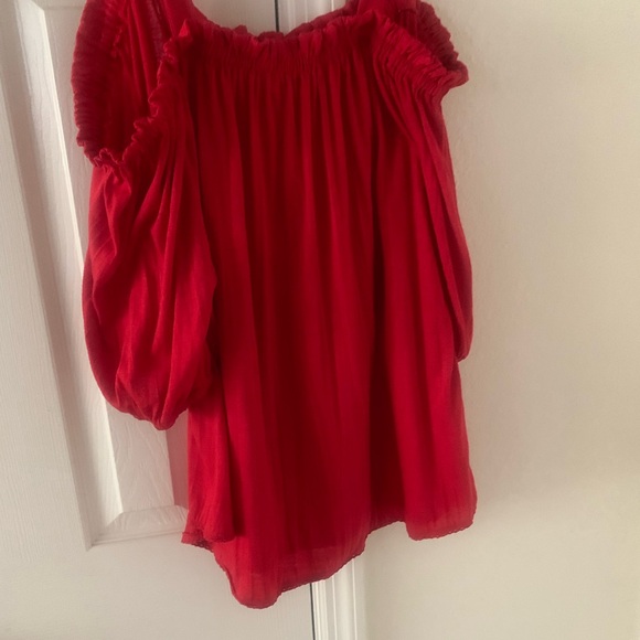 Cute red top.Flowy gives room- straps  and off shoulder. So cute! - Picture 3 of 3